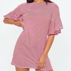 Missguided Frill Stripe Shirt Dress